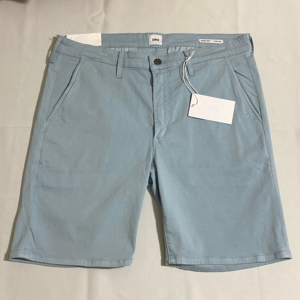 EDWIN Mason Short Slim Chino Shorts BLUE FOG Men's Size 34